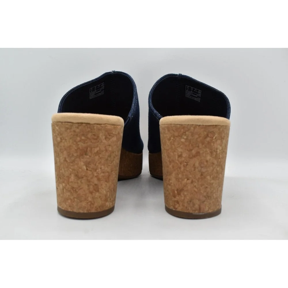 Clarks Womens Size 10 Nerisa Vine Dark Denim Heeled Sandals Slides Shoes
